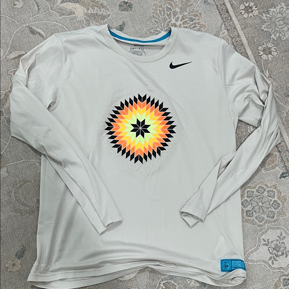 Nike N7 Men's White Long Sleeve Shirt with Starburst Design